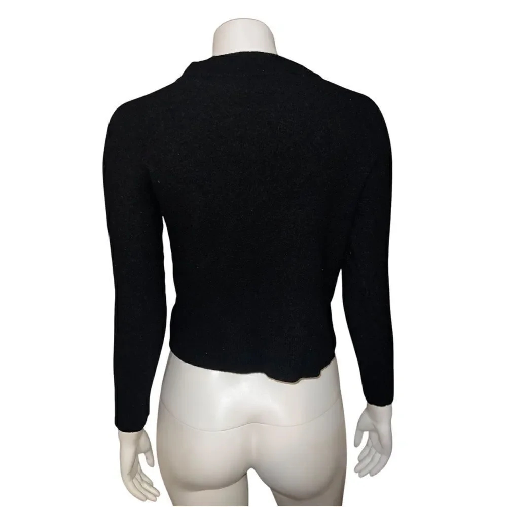 Athleta Black Merino Wool Black Cropped Sweater 3/4 Sleeve Small NWOT